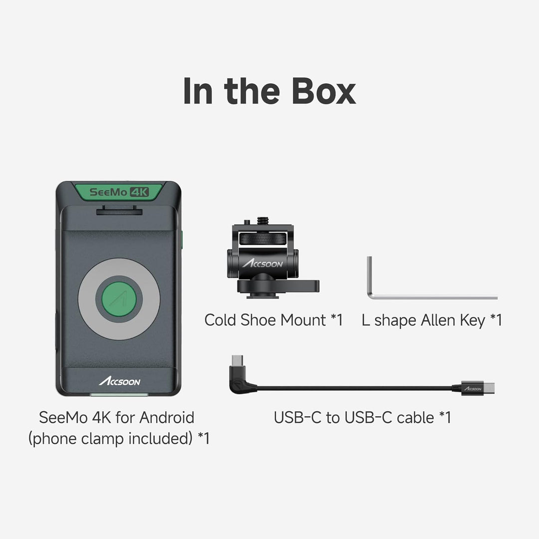 Accsoon SeeMo 4K für Android, tragbares 4K-HDMI-Videoaufnahme- und Streaming-Gerät, H.264-Encoder, U