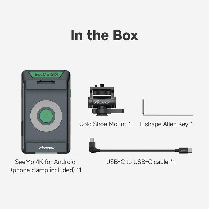 Accsoon SeeMo 4K für Android, tragbares 4K-HDMI-Videoaufnahme- und Streaming-Gerät, H.264-Encoder, U