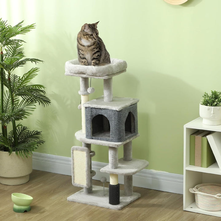 PawHut Kratzbaum 104 cm mehrstöckiger Katzenbaum mit Katzenhöhle, Bett, Katzenkratzbaum mit Sisal-Kr
