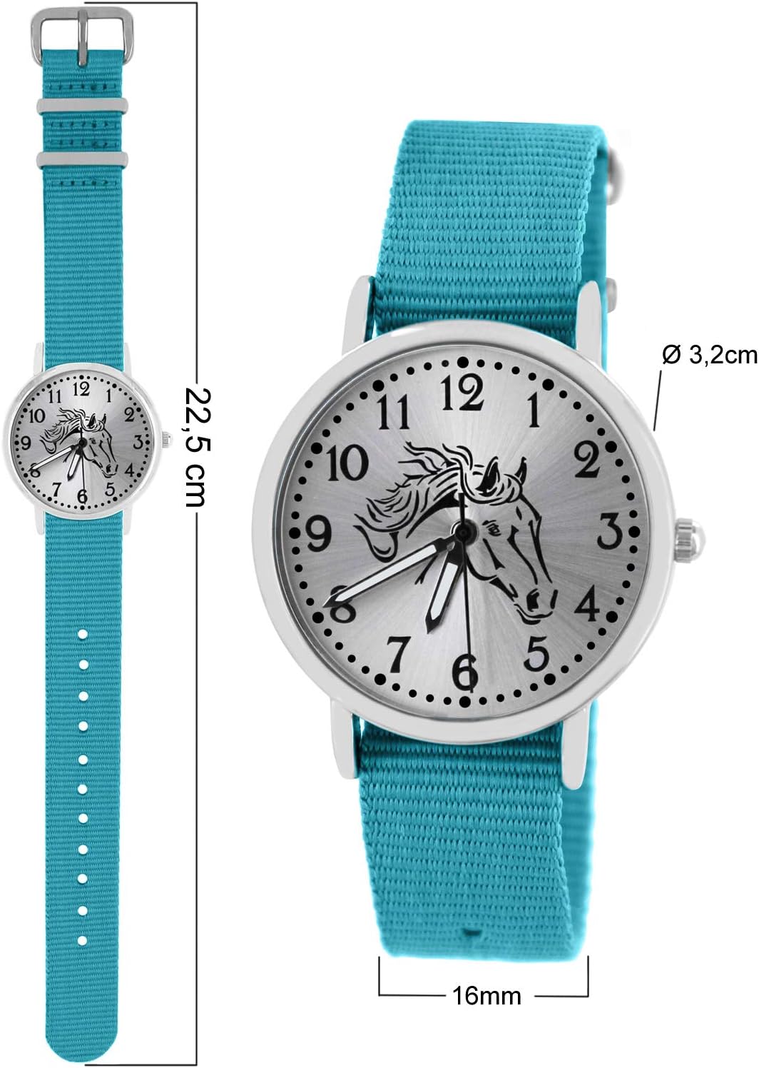 Pacific Time Kinder Uhr analog Quarz mit Textilarmband 10408