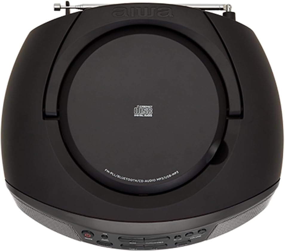 Aiwa BBTU-400BK Tragbares CD-Radio mit Bluetooth und USB, Farbdisplay, RDS, FM PLL, Weckfunktion, Fa