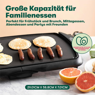 BELLA Elektro-Keramik-Titan-Grillplatte, Antihaftbeschichtung, grosse eintauchbare Kochfläche und he