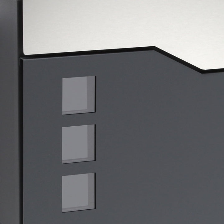 Wiltec Designer Briefkasten V20 anthrazit und Edelstahl 370 x 105 x 370 mm, Wandbriefkasten mit Schl