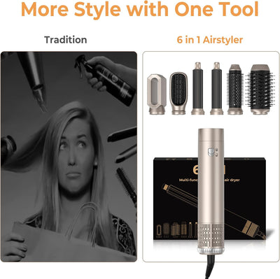 UKLISS Airstyler Hairstyler 6 in 1,UKLISS HaarstylerSet mit Lockenstab, Glättbürste, Lockenhaar mit