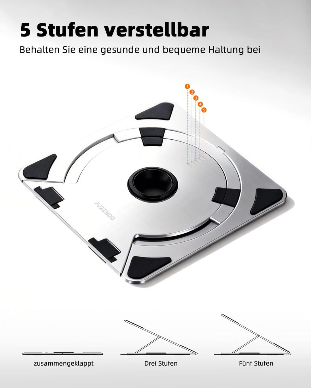 Laptop Ständer Höhenverstellbar mit 360° Drehbarer, Faltbarer Aluminium Notebook Ständer für Schreib