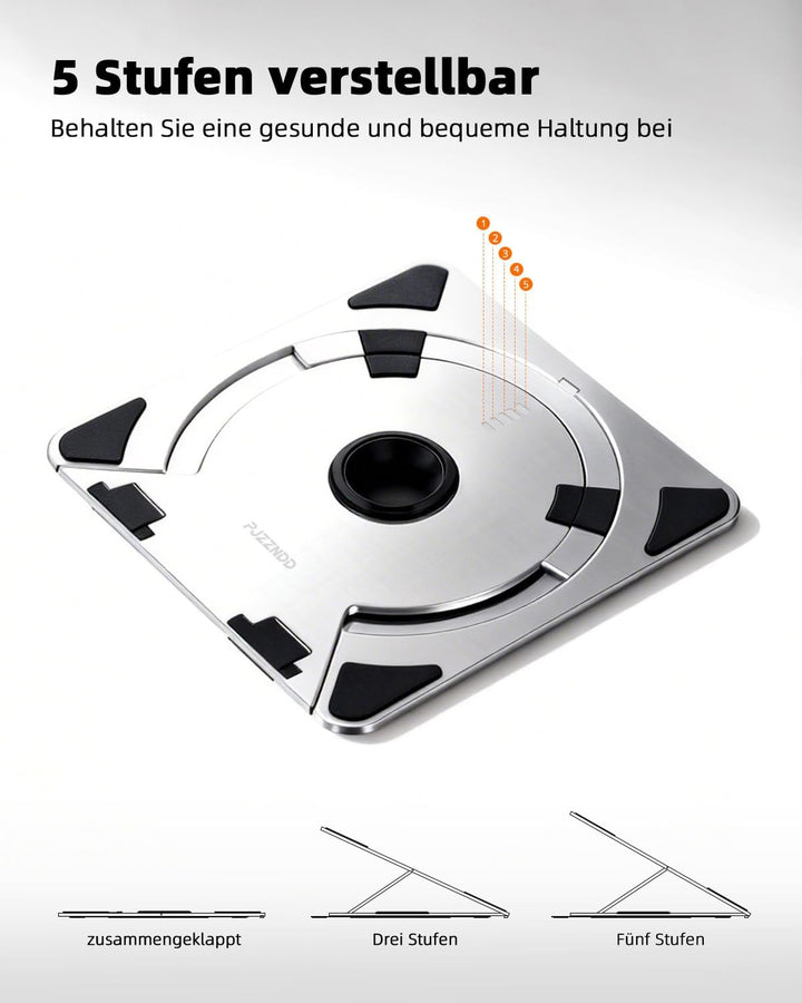 Laptop Ständer Höhenverstellbar mit 360° Drehbarer, Faltbarer Aluminium Notebook Ständer für Schreib