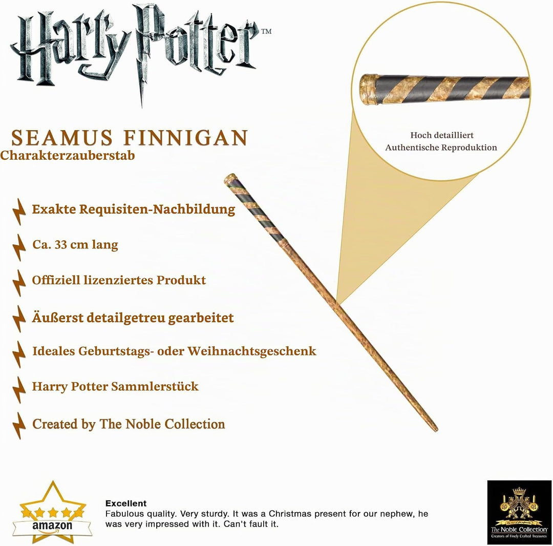 The Noble Collection - Seamus Finnigan Character Wand - 13in (33cm) Wizarding World Wand with Name T