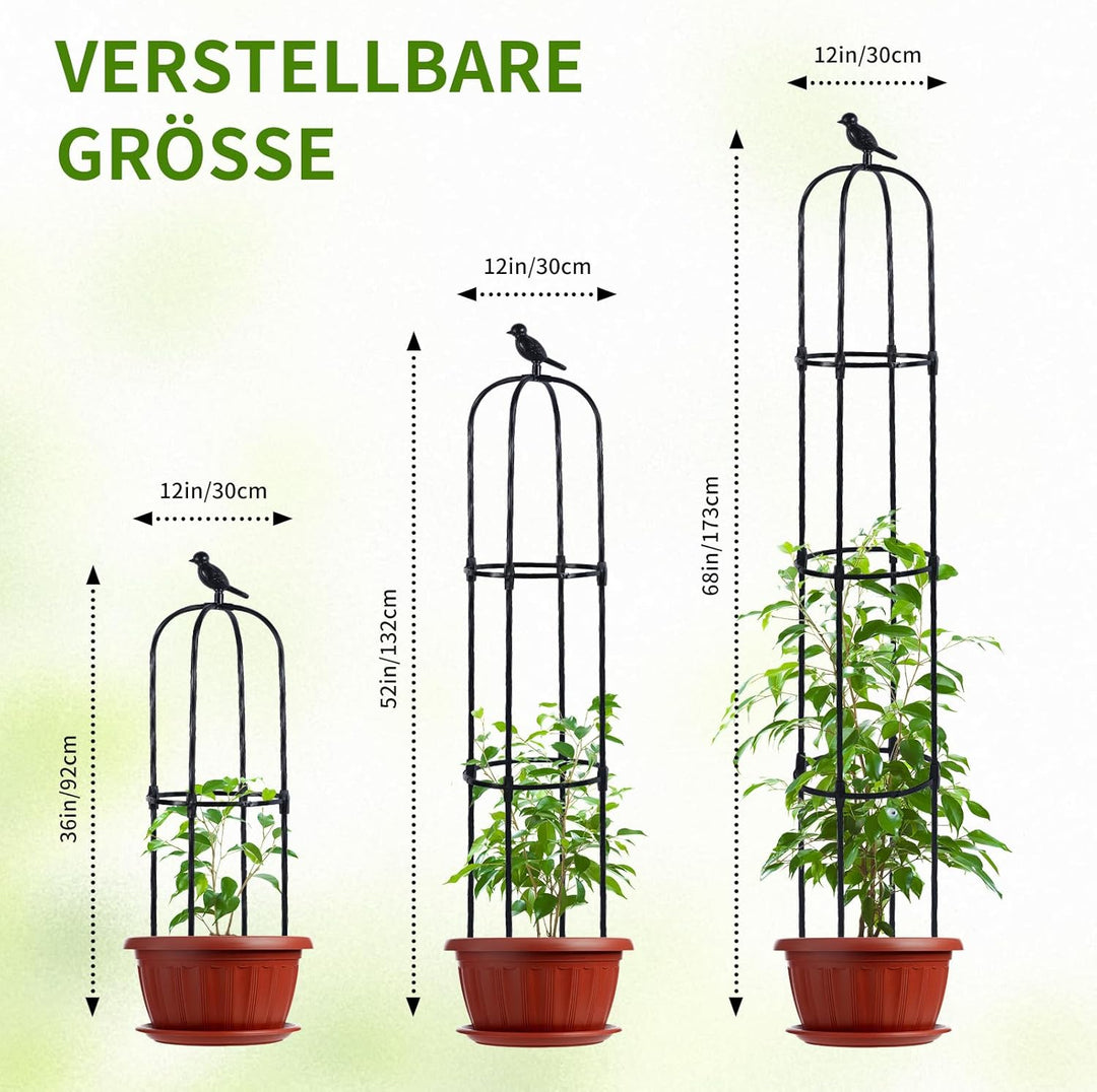 Garten Obelisk Rankhilfe, Rosen Rankgitter Rostfrei Trellis für Kletterreben Clematis Gurken,170cm,S