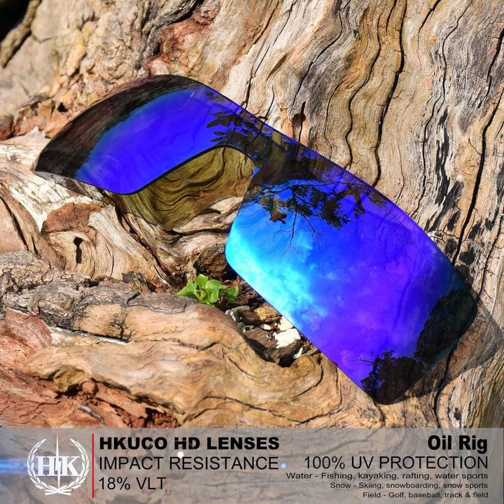 HKUCO Mens Replacement Lenses For Oakley Oil Rig Sunglasses Blue/Green, Blue/Green