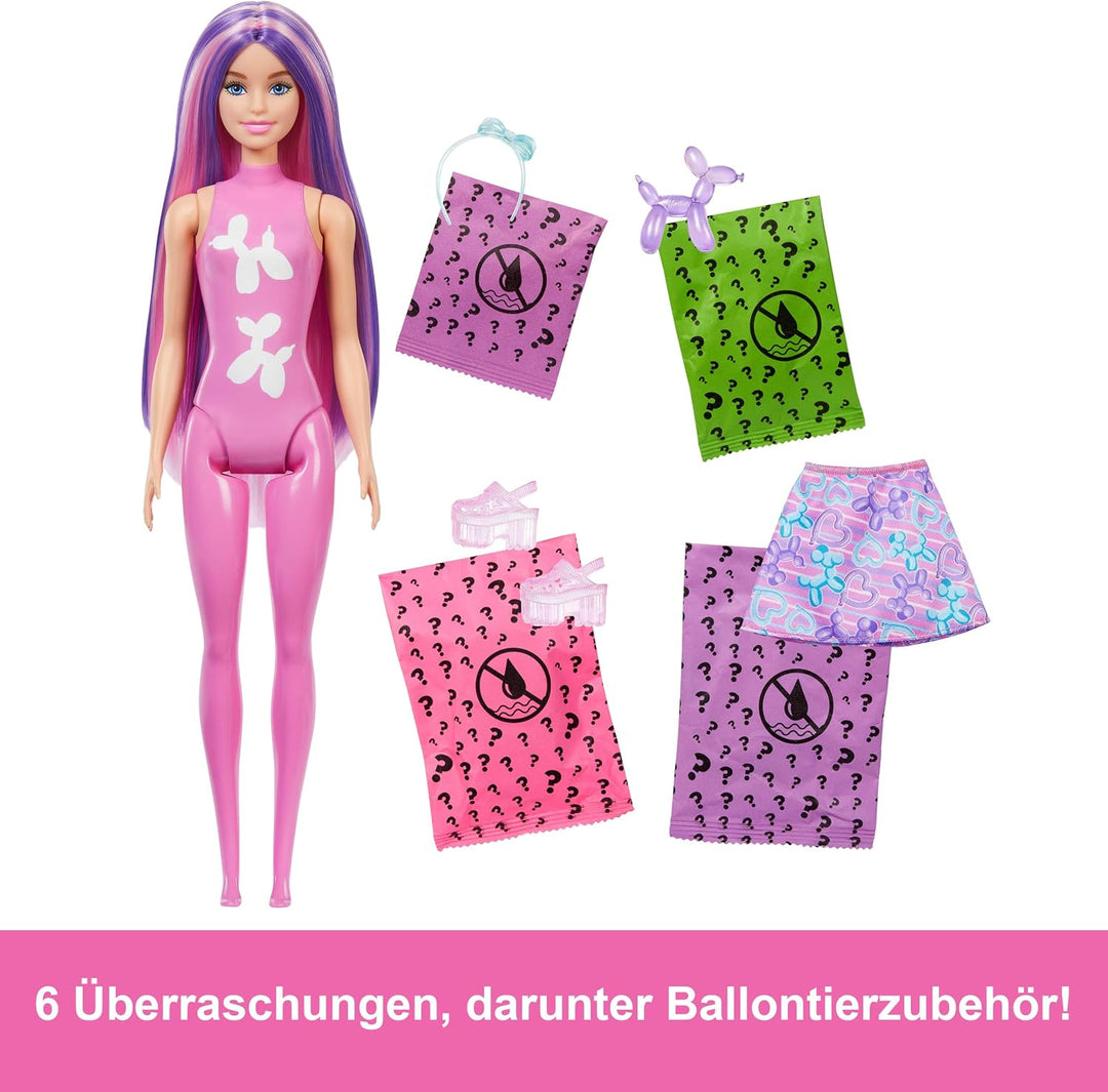 Barbie Color Reveal Puppe und Accessoires, Ballontier-Reihe, 6 Überraschungen einschliesslich Farbwe