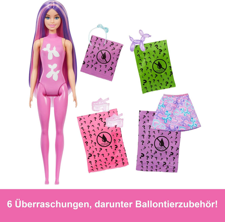 Barbie Color Reveal Puppe und Accessoires, Ballontier-Reihe, 6 Überraschungen einschliesslich Farbwe