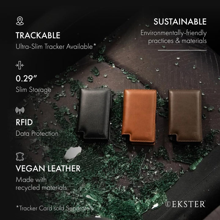 Ekster Geldbörse aus recyceltem Parlamentsleder, Dunkelgrau, Smart, Dunkelgrau