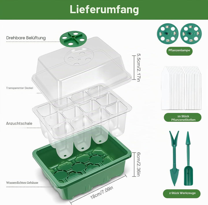 Mini Gewächshaus mit Licht, Anzucht Gewächshaus, Sonnenähnliche Pflanzenlichter mit vollem Spektrum,