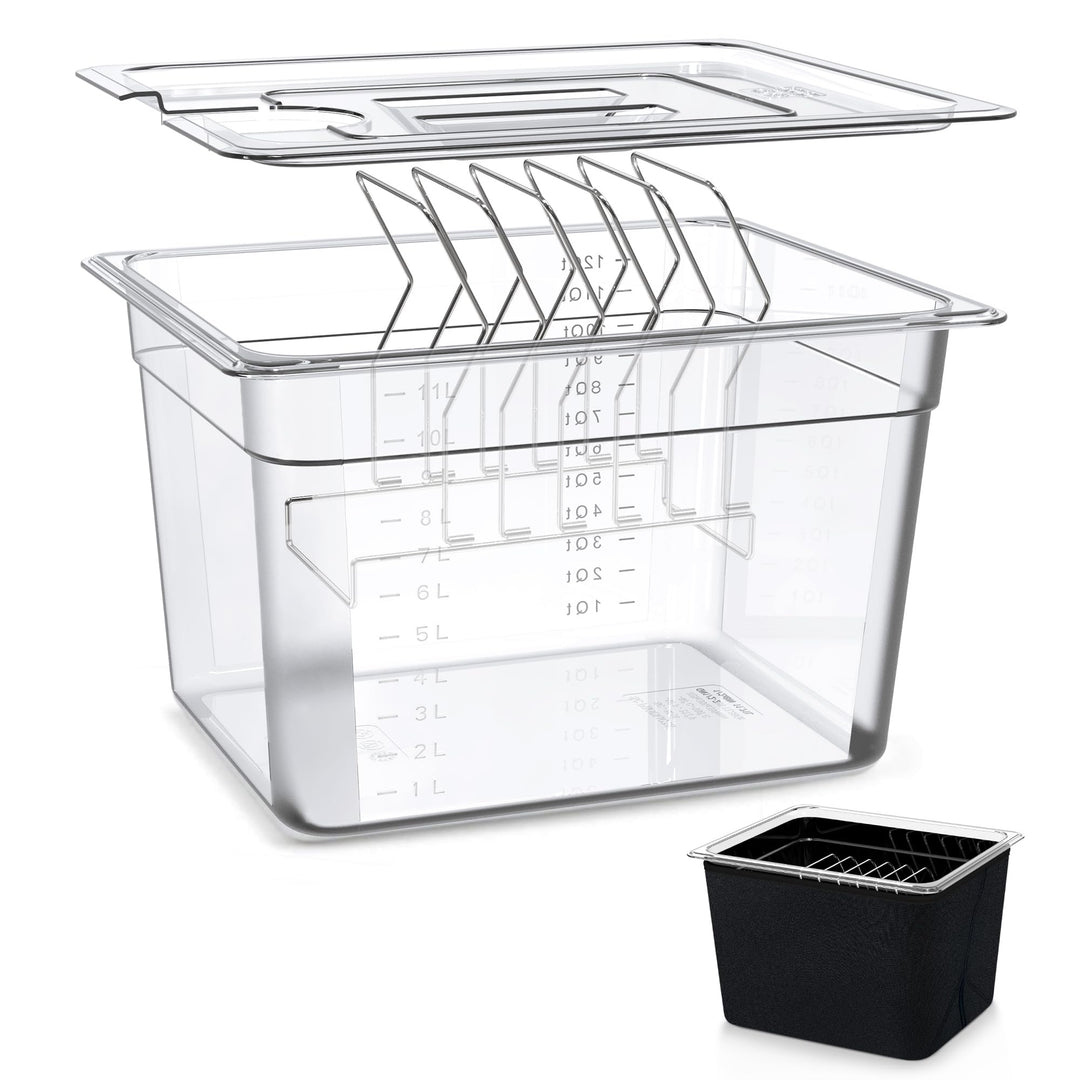 KitchenBoss Sous Vide Behälter mit Deckel, Edelstahl Rost, Isolierhülle 11L