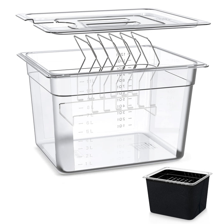 KitchenBoss Sous Vide Behälter mit Deckel, Edelstahl Rost, Isolierhülle 11L