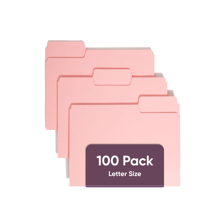 Smead Farbiger Aktenordner, 1/3-Schnitt, Briefgrösse, rosa, 100 Stück pro Box (12643) rose, rose