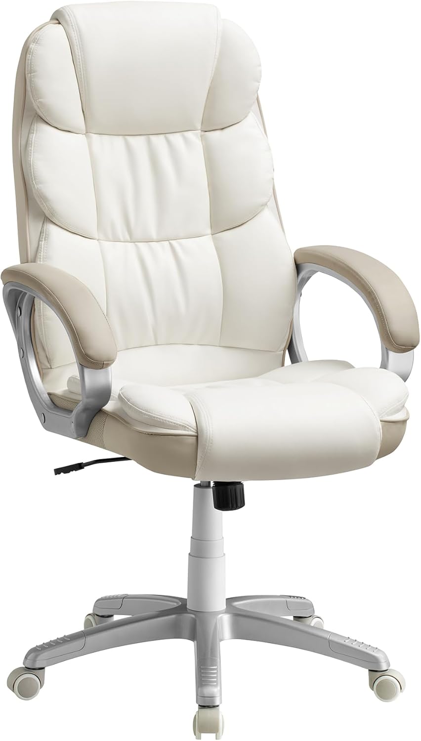 SONGMICS Office Chair, 6766(114-124) cm ‎cremeweiss 53 x 51 x (112-122) cm, ‎cremeweiss 53 x 51 x (1