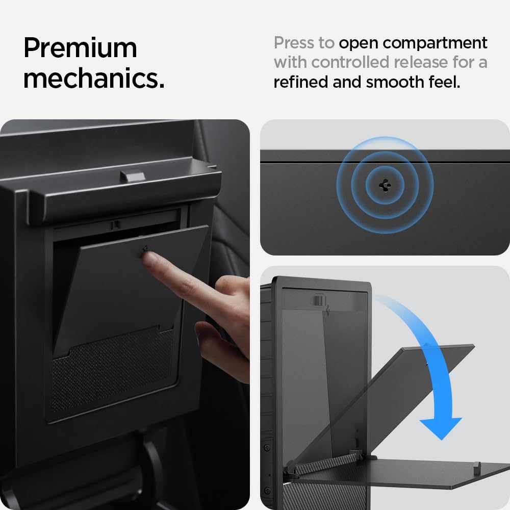 Spigen Tesla Model Y (~2024) und Model 3 (2021-2023) One-Touch Versteckte Aufbewahrungsbox (Carbon E