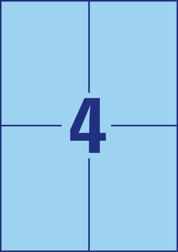 AVERY Zweckform 3457 Blaue Etiketten (400 Aufkleber, 105x148mm auf A4, permanent haftend, selbstkleb