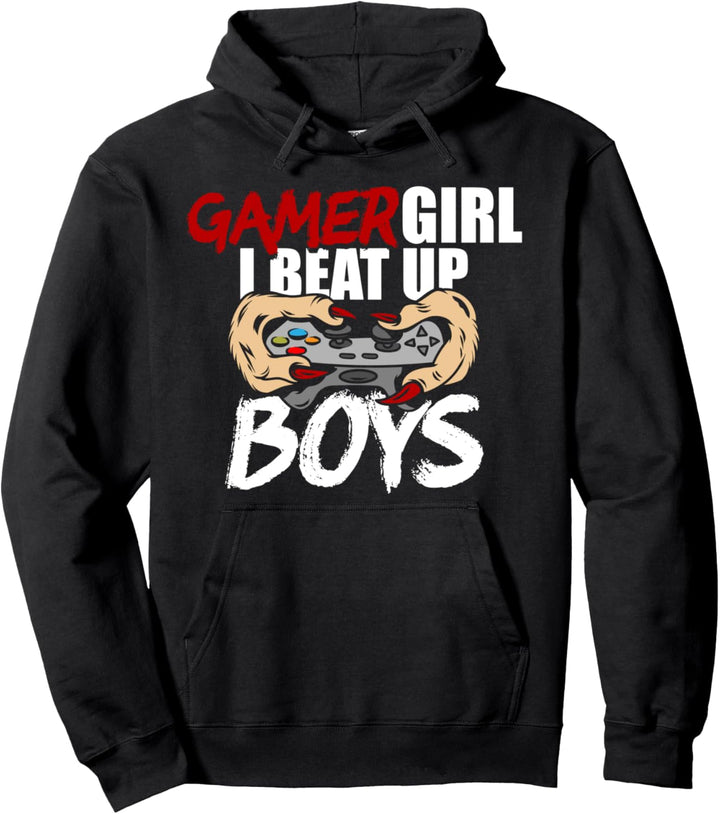 Gamer Girl Ich schlage Jungs Gamer Girl Pullover Hoodie