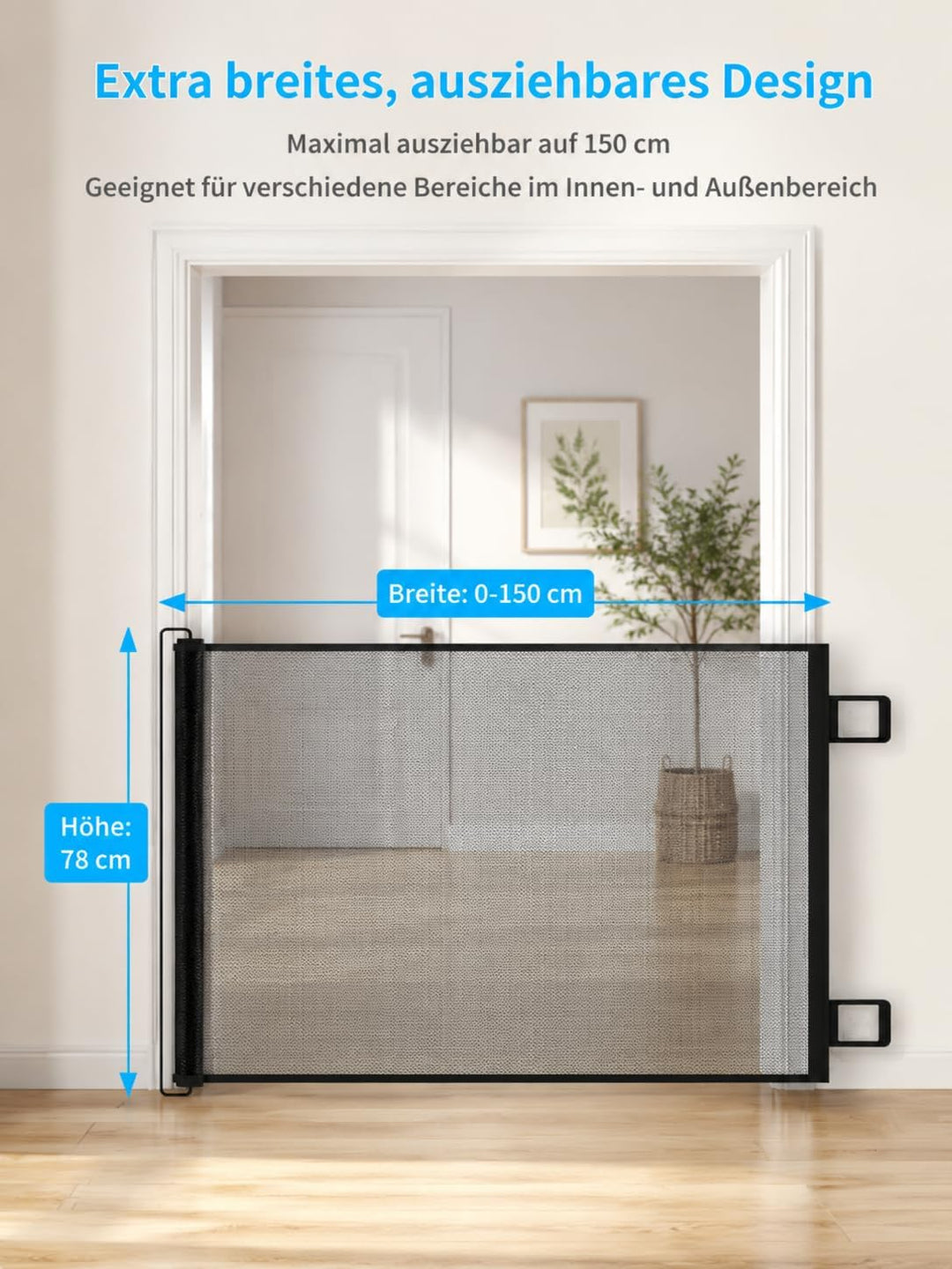 Treppenschutzgitter Türschutzgitter Ausziehbar für Babys Schwarz 0-150 cm Treppenschutzgitter Türsch