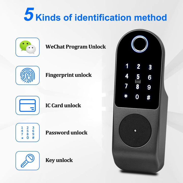 FTSTech Elektronisches Smart Lock Biometrischer Fingerabdruck Türschloss Virtuelles Passwort Wechat