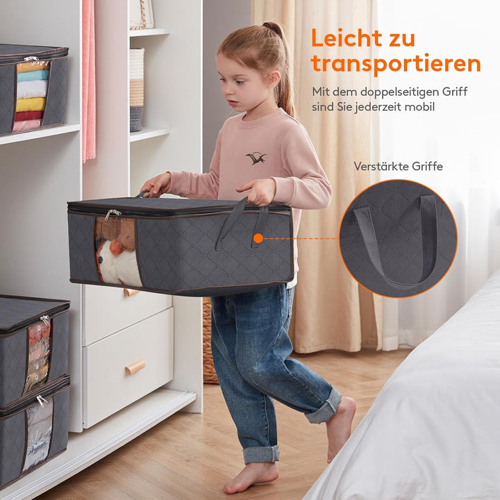 Lifewit 6 Stück 35L Aufbewahrungstasche, Unterbett Aufbewahrungsbox Kleideraufbewahrung, Faltbare Um