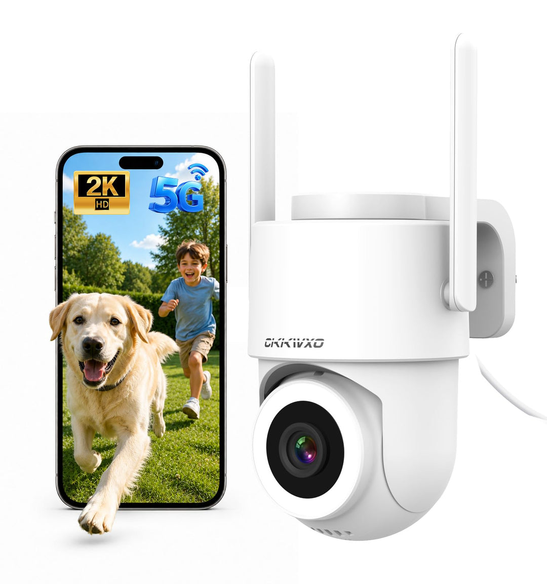 2K Überwachungskamera Aussen WLAN Dualband 2,4/5 GHz Kamera Überwachung Aussen, Farb-Nachtsicht, Bew