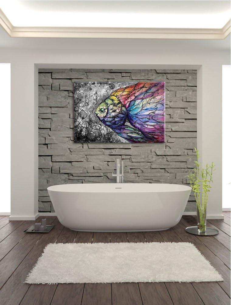 schön gezeichnete Fische schwarz/weiss Format: 100x70 auf Leinwand, XXL riesige Bilder fertig gerahm