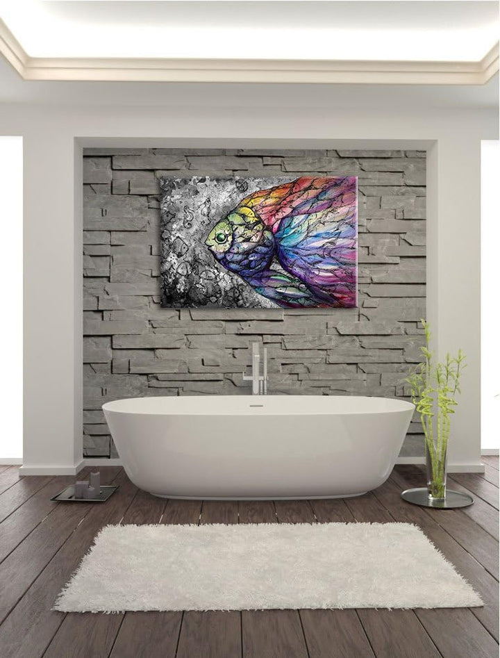 schön gezeichnete Fische schwarz/weiss Format: 100x70 auf Leinwand, XXL riesige Bilder fertig gerahm