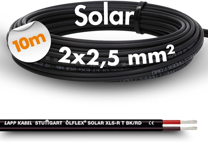 LappKabel 10m Bund Lapp ÖLFLEX SOLAR XLS-R T 2X2,5mm² BK/RD Solarkabel Zwillingsleitung 10m 2x2.5mm²