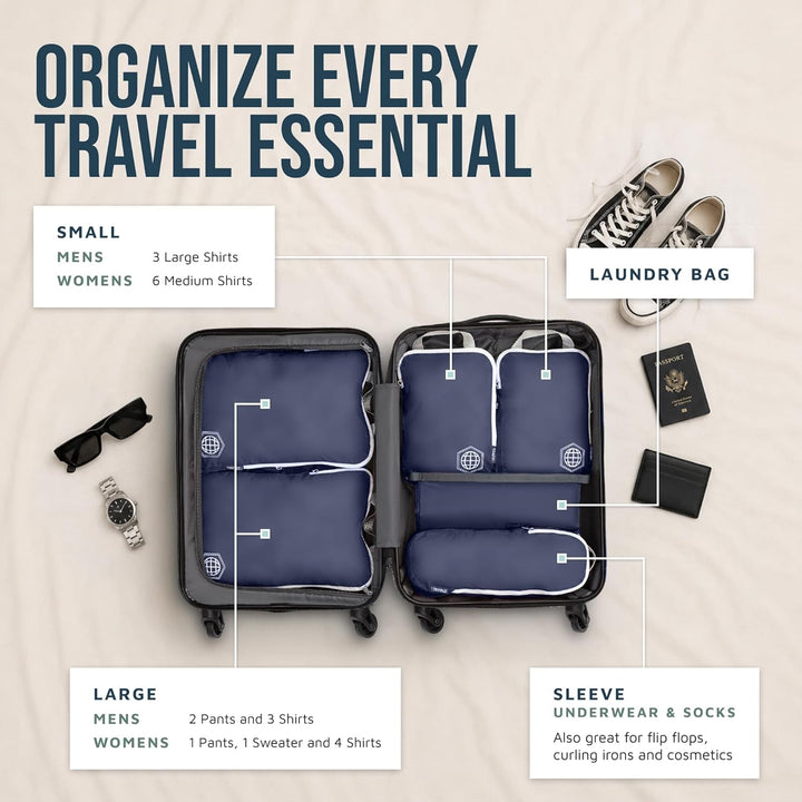 TRIPPED Travel Gear Reise-Kompressions-Packwürfel, Koffer- und Rucksack-Organizer für Kleidung, Mari