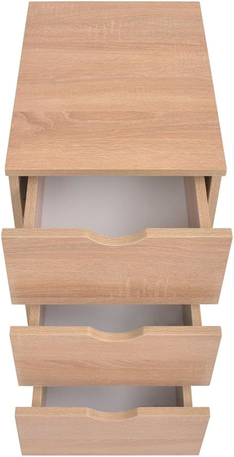 Holzspanplatten Schubladenelement mit Kunststoff-Rollen und 3 Schubladen Sideboard Beistellschrank R