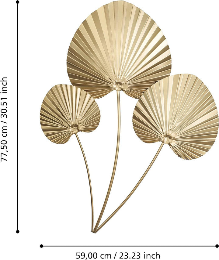 EGLO LIVING Wanddeko Chikuma, Elegantes 3D Wandbild im Blatt-Design, Wandobjekt aus Metall in Messin