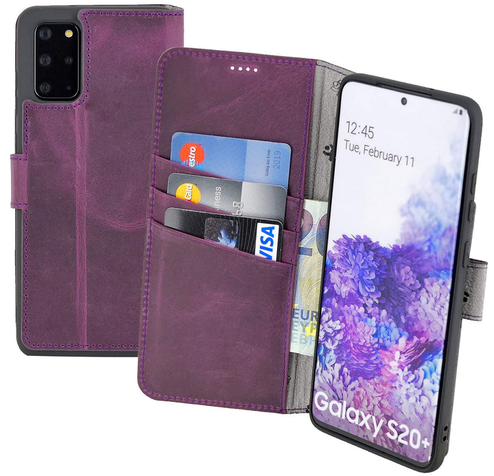 Suncase Book-Style Hülle kompatibel mit Samsung Galaxy S20 Plus Leder Tasche (Slim-Fit) Lederhülle H