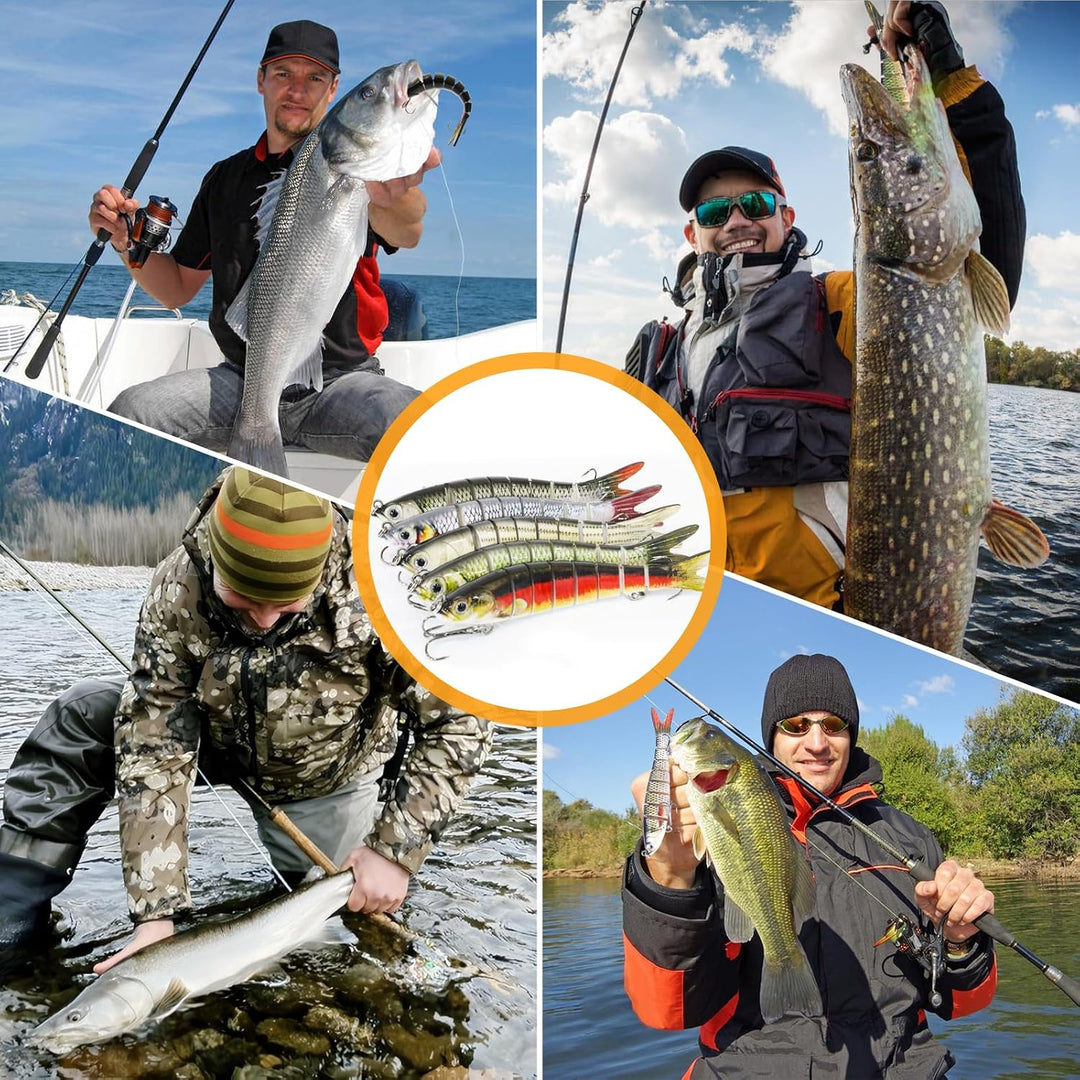 5 Stück Wobbler Hecht, Hecht Köder, Swimbait Lebensechter für He-CHT, Gross Kunstköder Zander ür Süs