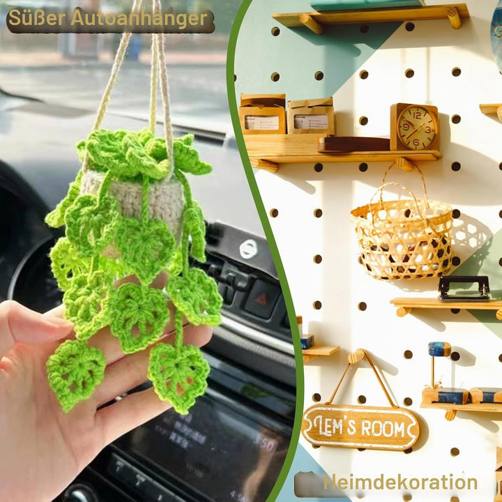 Airssory Grünes Monstera-Blatt-Häkelset, DIY-Wollgarn, gewebt, kreativ, Hängekorb, Pflanzen, Stricks