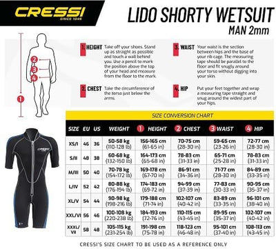 Cressi Lido Man - Shorty Neopren High Stretch 2 mm Neoprenanzug für Herren Schwarz- Grün 3XL, Schwar