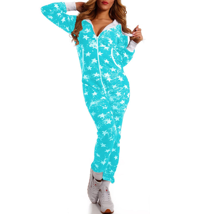 Crazy Age Jumpsuit Strampler Ganzkörperanzug Overall Sternen Kuschelig Warm M Türkis 503, M Tür