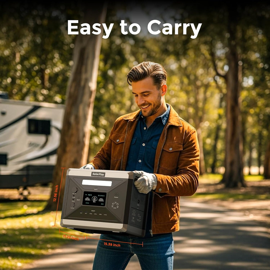 SOLARPLAY Tragbare Powerstation 2400w, 2160wh Solargenerator mit LiFePO4 Akku, 12 Anschlüsse, UPS, P