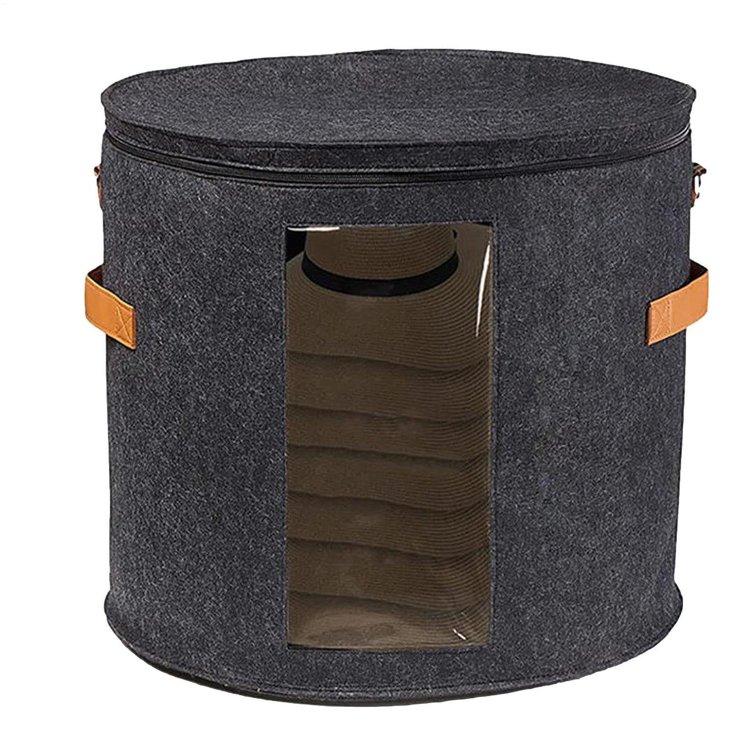 50x50x43cm Hut Aufbewahrungsbox, Hutschachtel Rund, Hat Organizer, Rund Mützen Aufbewahrung, Faltbar