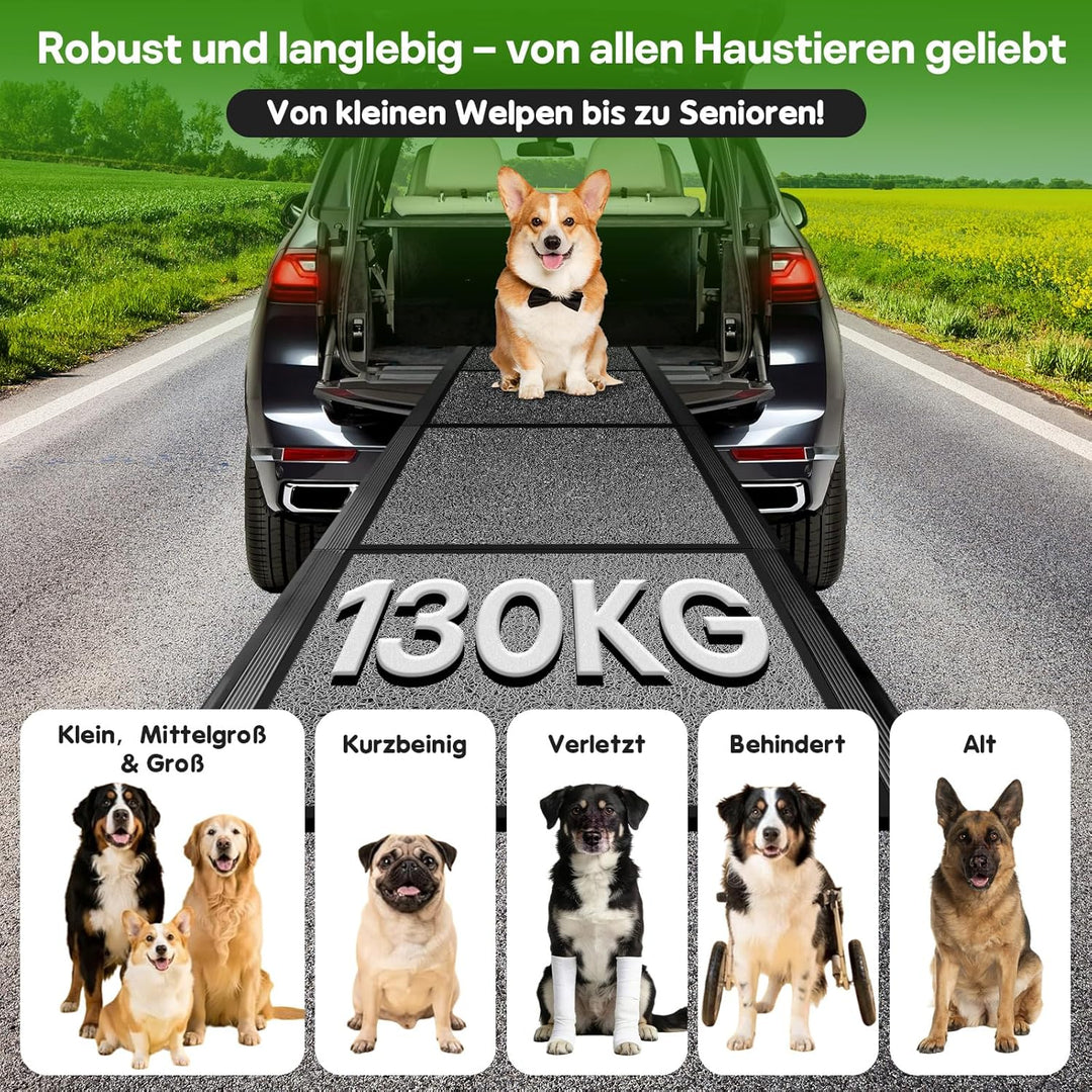 180CM Hunderampe, Aluminium Hunderampe Auto Klappbar, Rampe Hund mit Rutschfester Oberfläche, 50 cm