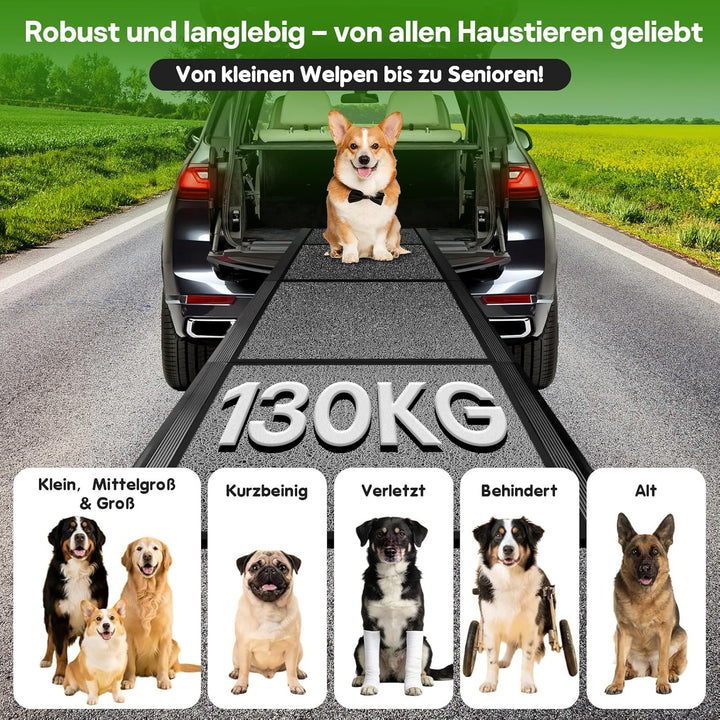 180CM Hunderampe, Aluminium Hunderampe Auto Klappbar, Rampe Hund mit Rutschfester Oberfläche, 50 cm