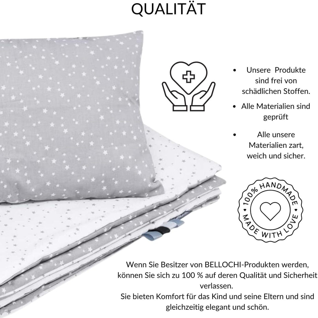 Bellochi Kinderbettwäsche 100x135 aus 100% Baumwolle, Kinderbettdecke 100x135 Set mit Kissen, Kinder
