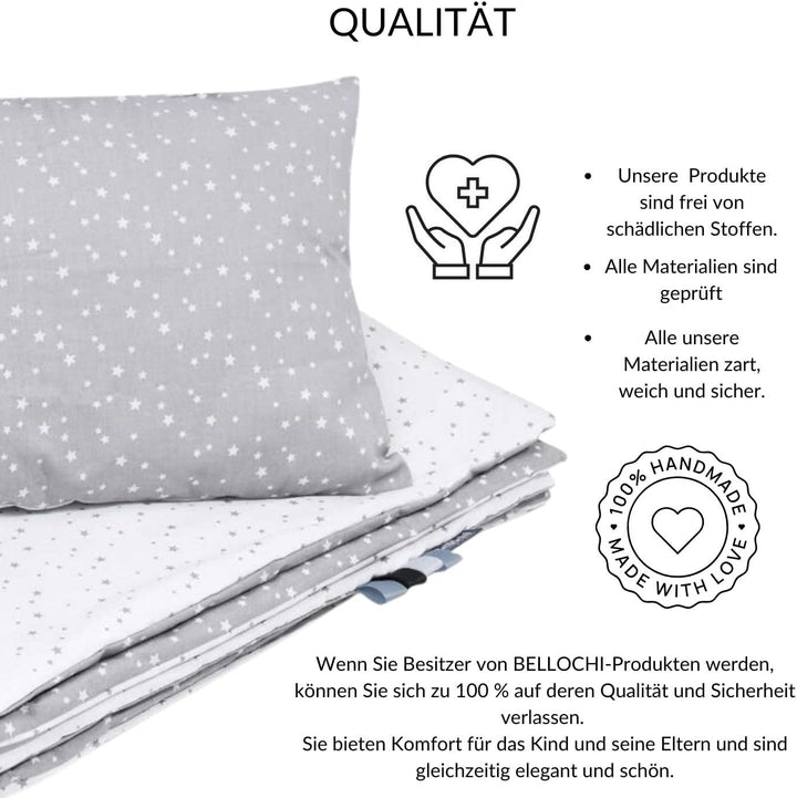 Bellochi Kinderbettwäsche 100x135 aus 100% Baumwolle, Kinderbettdecke 100x135 Set mit Kissen, Kinder