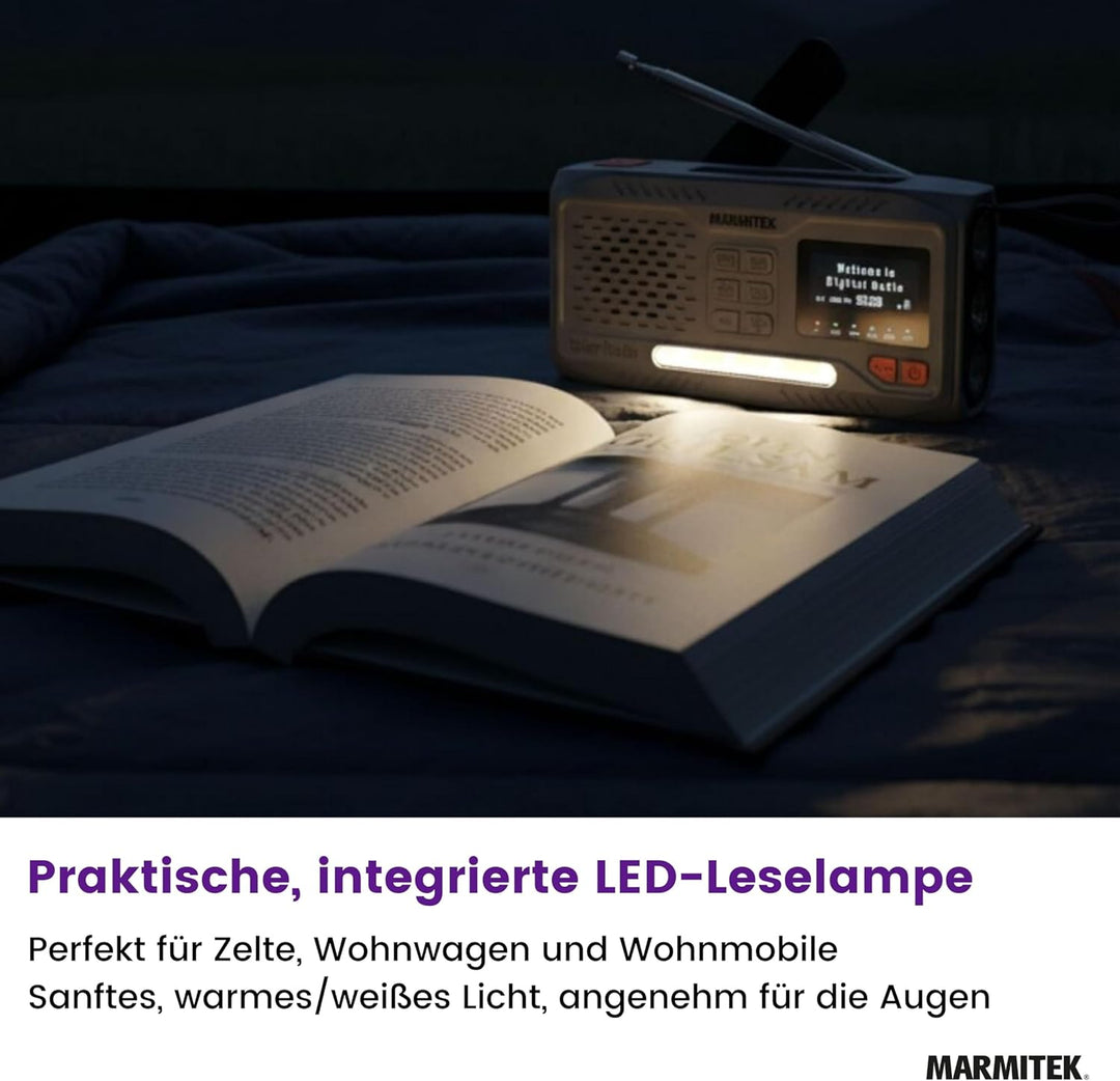 Notfallradio Marmitek RESQ 100 – Zuverlässige Kurbelradio mit DAB+ und Solar – Powerbank 4500 mAh &