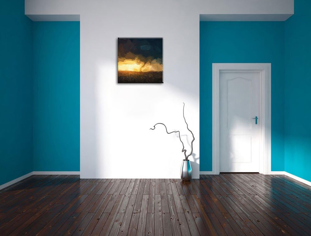 Pixxprint Naturgewalt Tornado Pinsel Effekt, Format: 70x70 auf Leinwand, 70x70