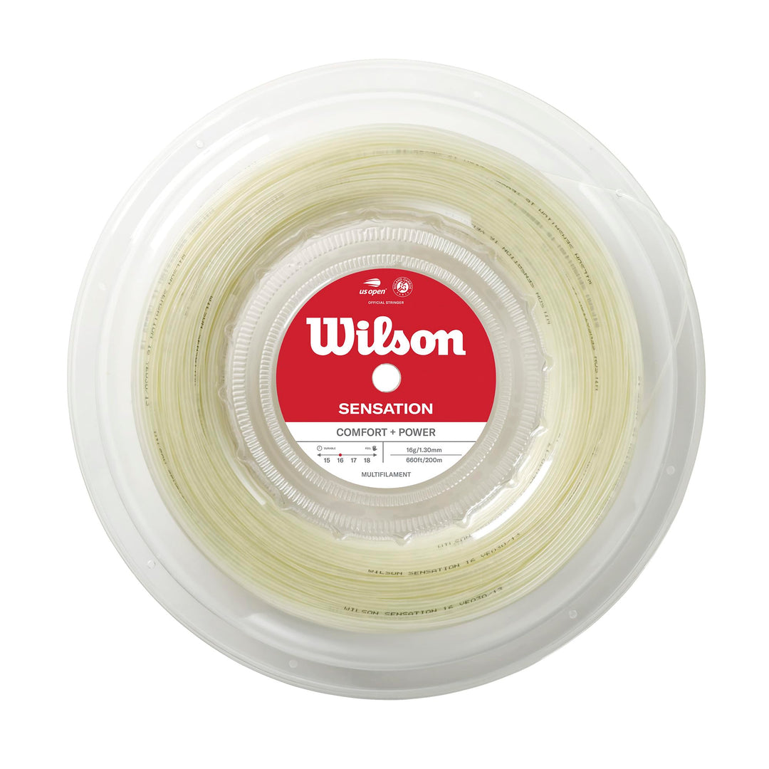 Wilson Erwachsene Besaitung von Schläger Sensation 200 m SENSATION 16 200M REEL natural, 200 m SENSA