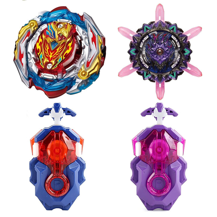 Gyros Turbo Set, 4D Metall Fusion Kampf Kreisel, Mit Battling Top Launcher, Geschenk-Sets,(B-201+B-1