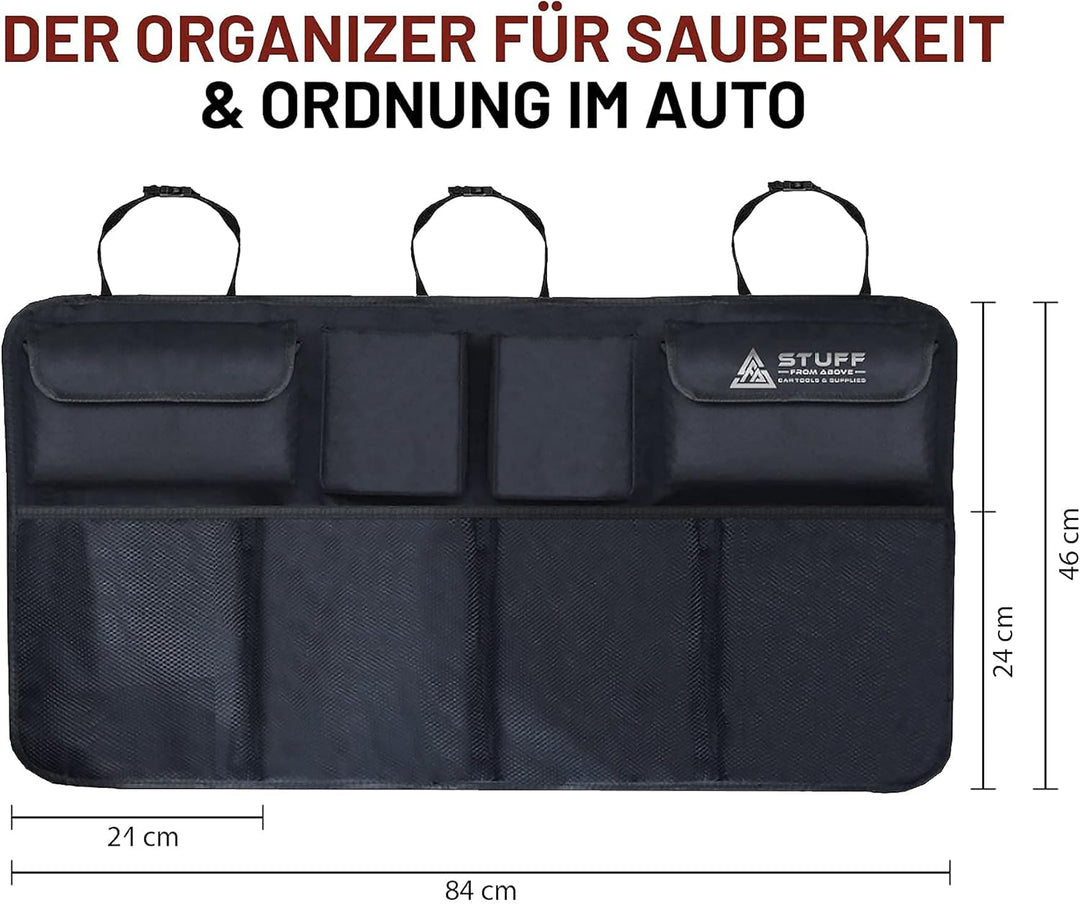 Auto Organizer für den Kofferraum - Perfekter Halt durch starken Klett an Rückseite - [84x46cm] - Ko